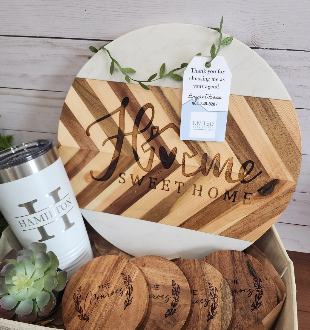 Customized Cutting Board in Gift Basket