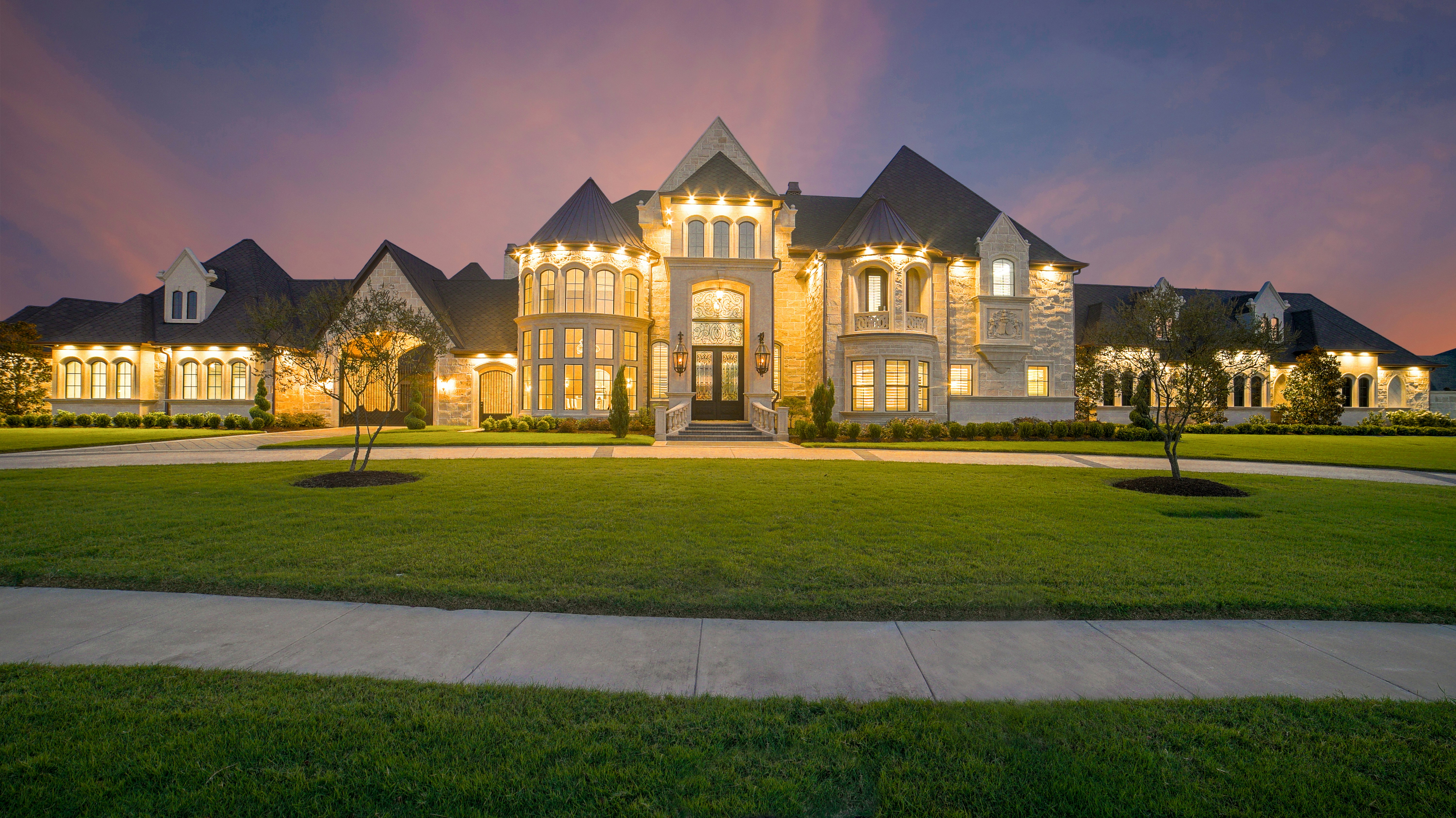 Luxury Home Sunset from Front Yard